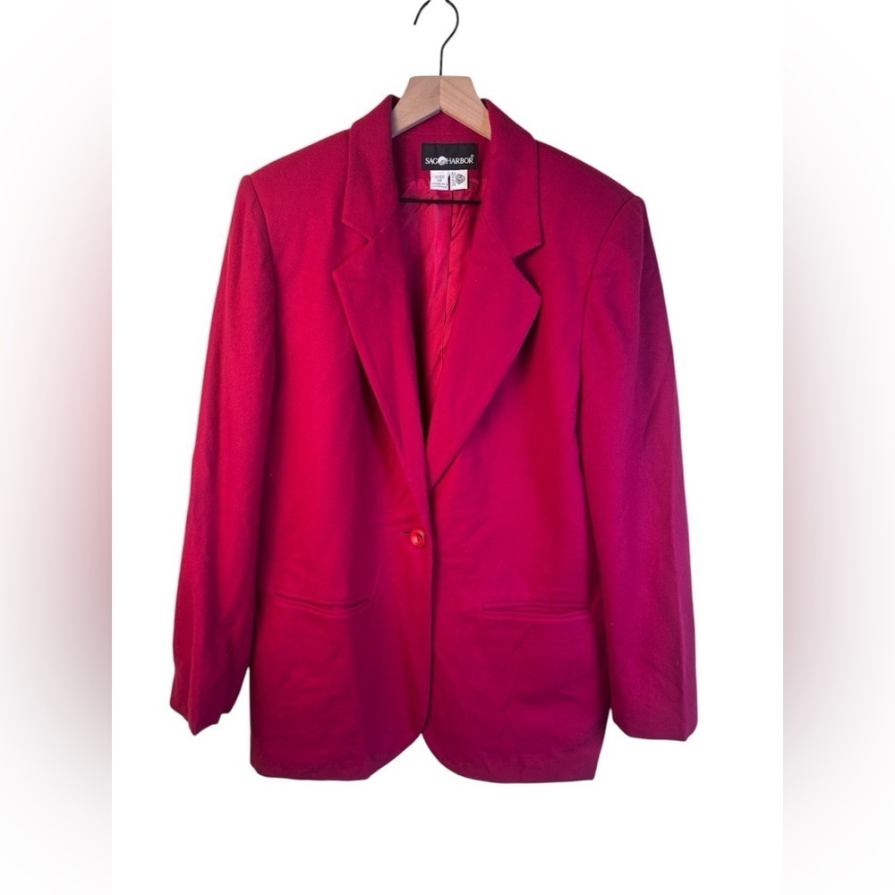 Vintage Sag Harbor Bold Scarlet Blazer Jacket 100% Wool Size 12